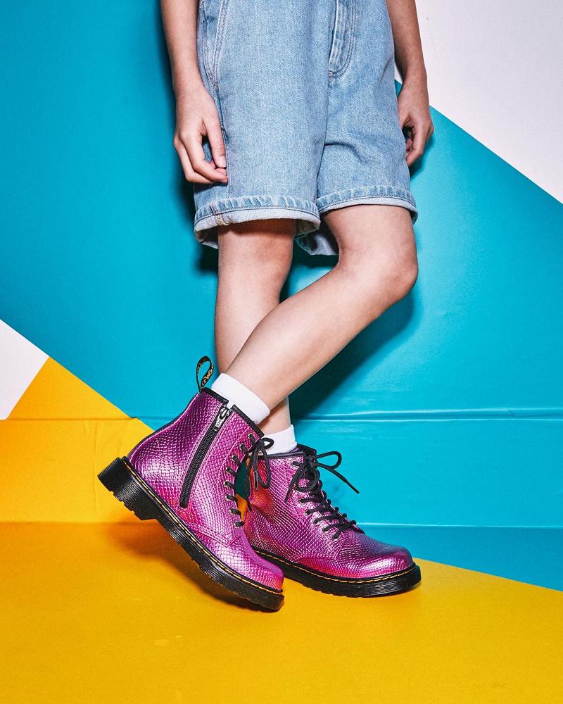 Dr Martens Junior 1460 Reptile Emboss Veterlaarzen Kinderen Roze | NL 135ILH